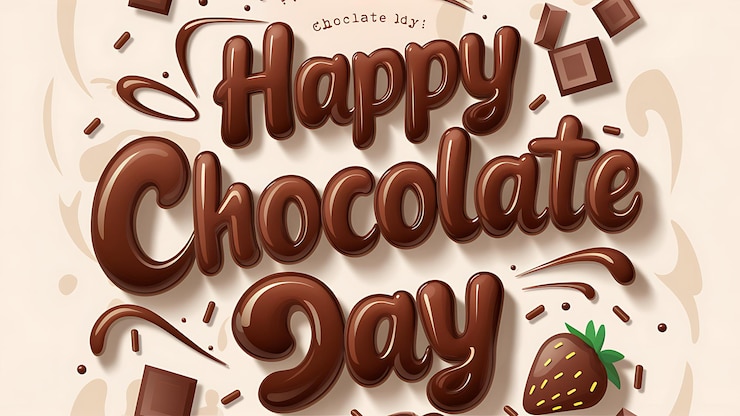Foto feliz tarjeta de felicitación del día del chocolate para el 7 de julio letra de mano para cartelera cartelera etiqueta adhesiva