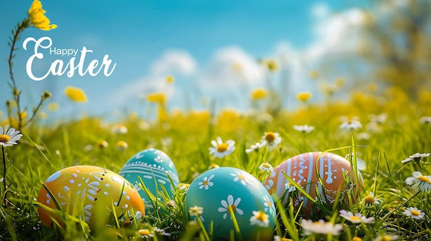 Feliz tarjeta de felicitación de Pascua para la celebración de Pascua Concepto de decoración festiva de vacaciones