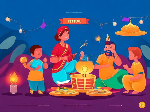Foto feliz tarjeta del festival de diwali con dibujos de oro y cristales en papel de color de fondo