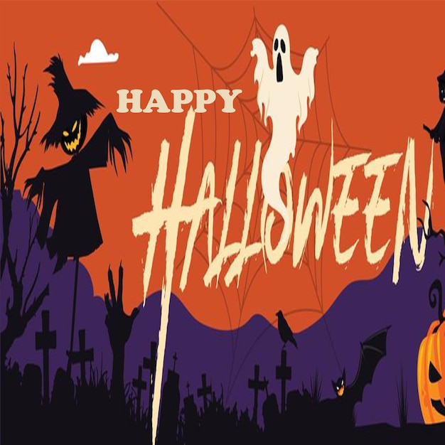 Feliz vector de halloween para fondo de pantalla de fondo de pantalla de redes sociales postal