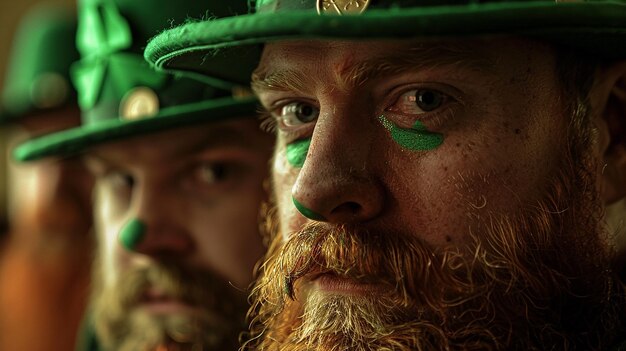 Foto felizes amigos a celebrar o dia de são patrício irlandês juntos com cerveja.