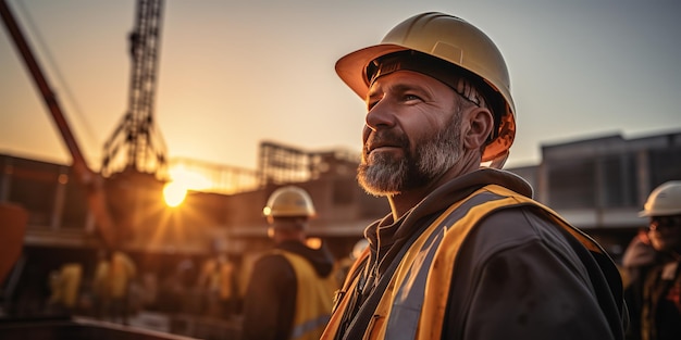 Felizes trabalhadores da construção civil celebração do Dia do Trabalho