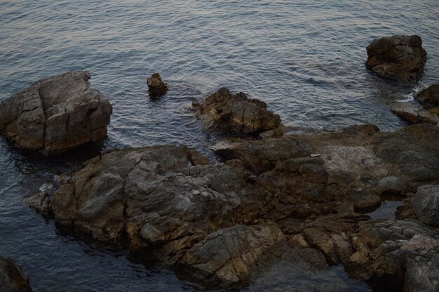 Felsen am Strand ruhiges Wasser