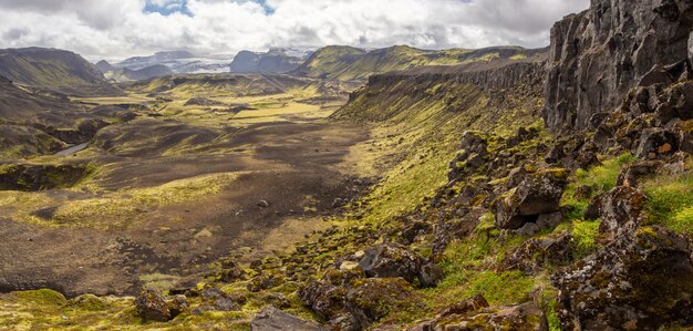 Felsige vulkanische Naturlandschaft von Landmannalaugar in Island auf Laugavegur-Wanderung