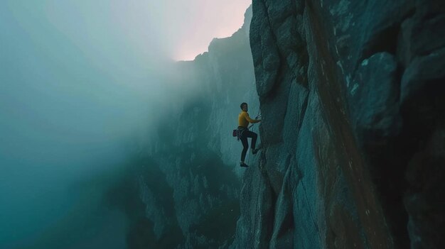 Foto felsklettern auf der klippe