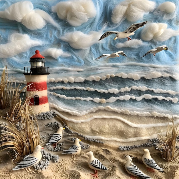 Foto felt-illustration am meer