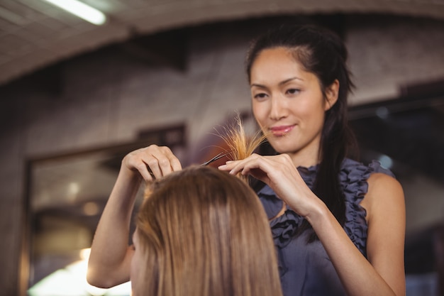 Fêmea, aparando o cabelo