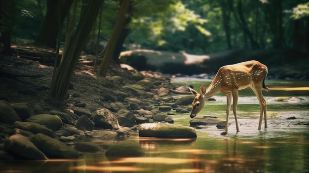 Feminino cervo na natureza hd 8k papel de parede fundo Banco de Imagem Fotográfica