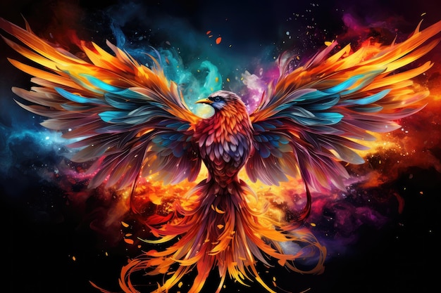 Fénix vuela ardiendo en fuego Aves Criaturas míticas IA generativa