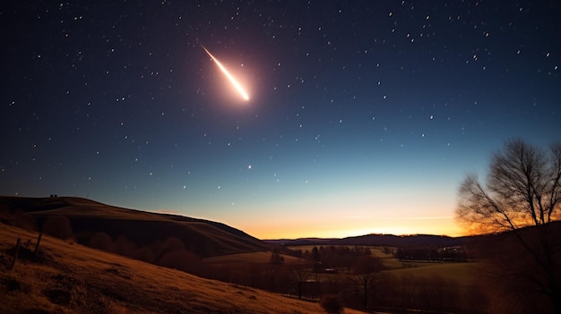 un fenómeno de meteoros en el cielo