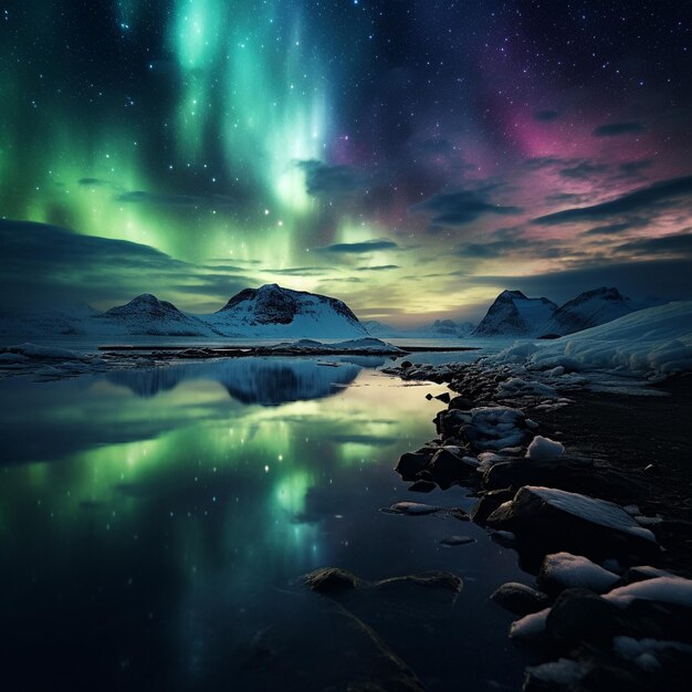 Fenômenos de luzes aurorais do norte Fotografia 8K HD