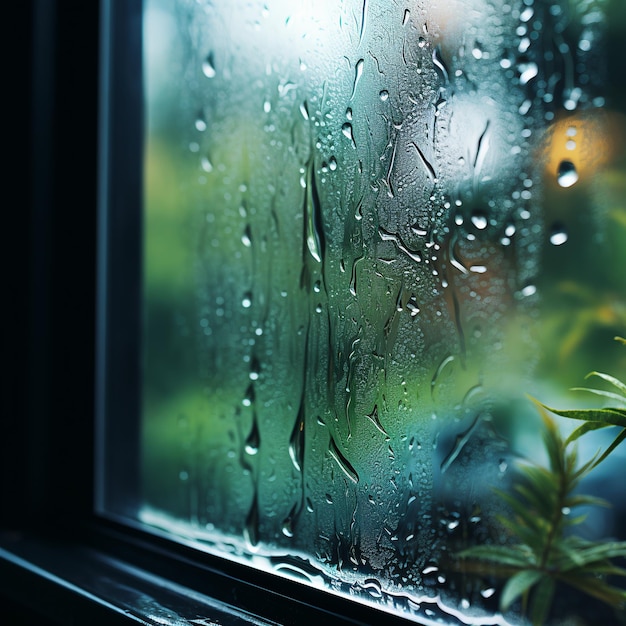 Fenster mit Regen. Generiert mit KI