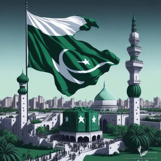 feriado de ilustração vetorial 14 de agosto é o dia da independência das cores verdes simbólicas do Paquistão