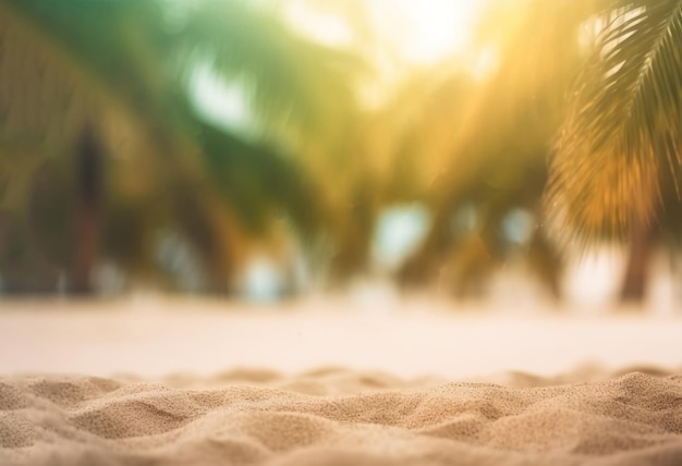 Feriado de praia de areia de verão tropical borrão fundo conceito de viagem de férias com espaço de cópia