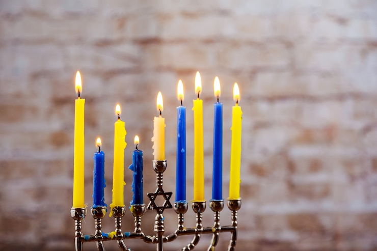 Foto feriado judaico hannukah imagem discreta do feriado judaico hanukkah com menorá