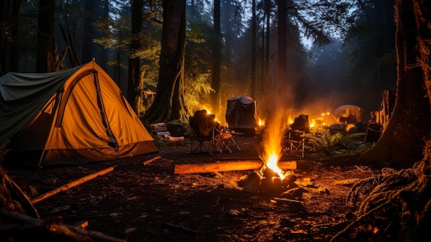 férias de acampamento com tendas generativas ai