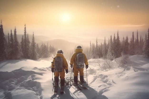 Férias de inverno esqui de fim de semana de inverno máscara de esqui trenó de neve recreação nas montanhas de inverno velocidade de adrenalina beleza da natureza prazer da agitação da cidade e trabalho Generative AI