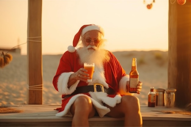 Férias de verão do Papai Noel antes do Natal IA generativa