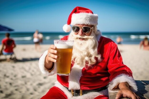 Férias de verão do Papai Noel antes do Natal IA generativa