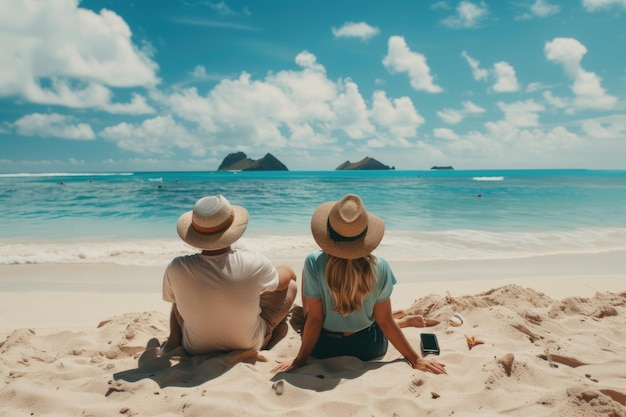 Férias de verão no Havaí para casal na praia de Lanikai