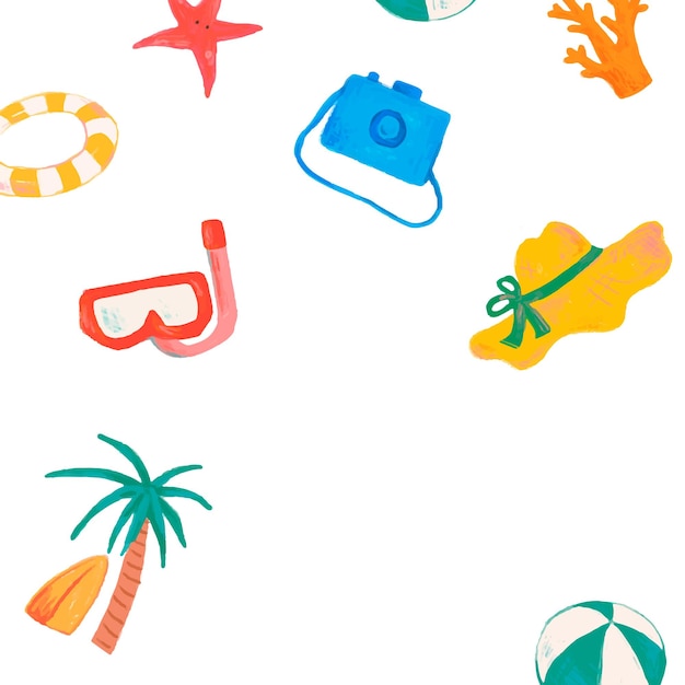 Férias de verão png moldura doodle ilustração fundo transparente