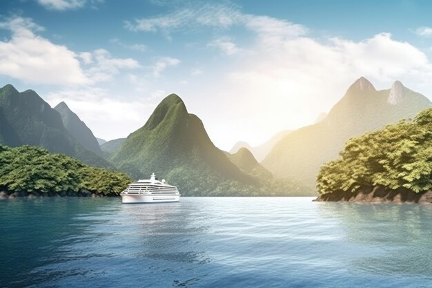 Férias em navios de cruzeiro nas paisagens realistas de fotos do Caribe