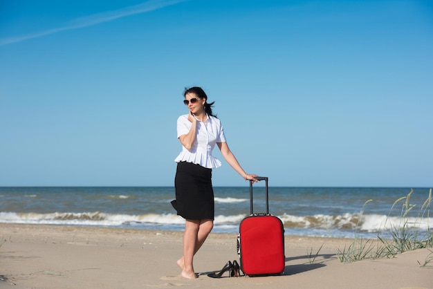 Férias fora do escritório no mar