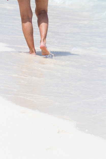 Férias na praia do Mar do Caribe.