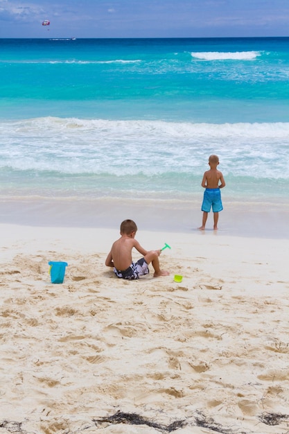 Férias na praia do mar do caribe.