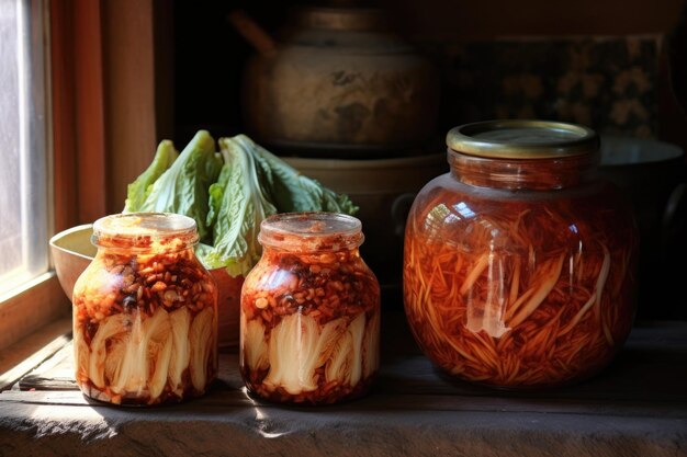 Fermentación del kimchi en frascos de barro tradicionales