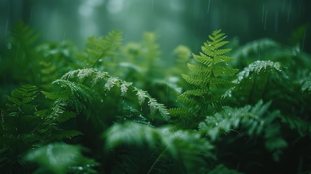 Fern-Unterholz in einem feuchten Wald minimalistische grüne Schatten