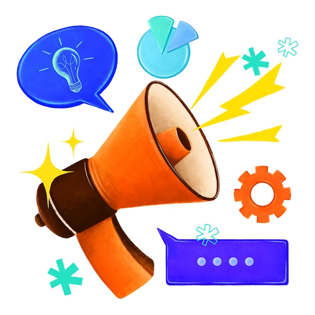 Ferramenta de marketing png remix megafone laranja ilustração fundo transparente
