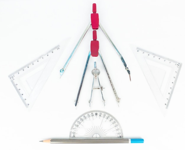 Ferramentas geométricas inclui compasso conjunto quadrado pro círculo lápis
