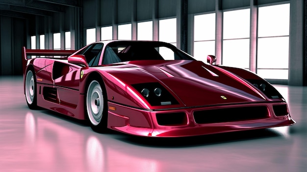 Ferrari F40 supercarro dos anos 80 retratado no museu da fábrica Casa Enzo Ferrari