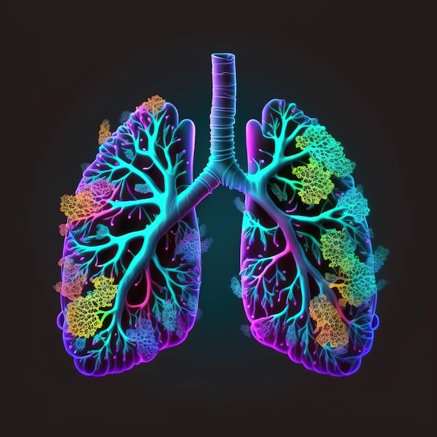 Ferro defumado, metal, ouro e madeira 3D pulmão humano ilustração conceito de design gráfico isolado