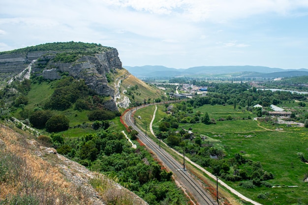 Foto ferrocarril al pie del acantilado