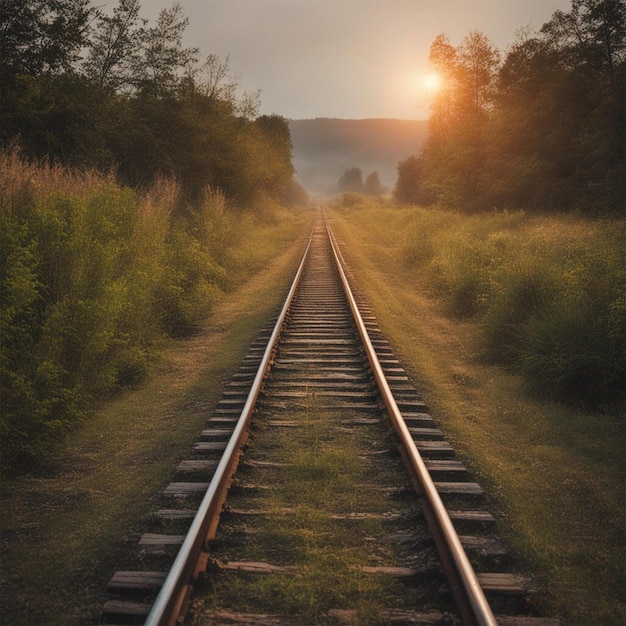 Ferrocarril de manhã no campo ai gerado