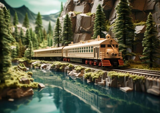 Foto ferrocarril flam noruega con embarcaciones en 3d y fondo aislado