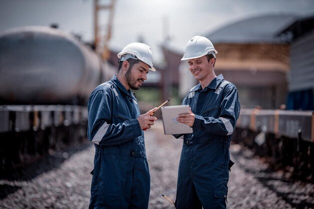 Ferrocarril ingeniero bajo inspección y control de construcción interruptor ferroviario y trabajos de mantenimiento