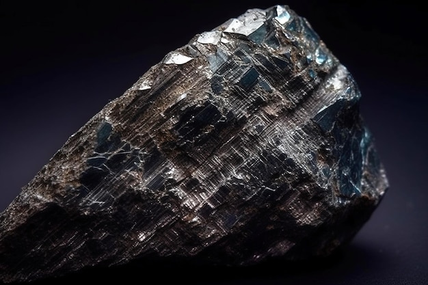 Ferrogedrita é uma pedra natural preciosa rara em um fundo preto gerado por IA.