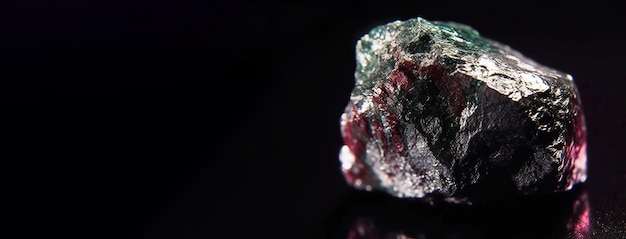 Ferroselit ist ein seltener edler Naturstein auf einem schwarzen Hintergrund, der von KI generiert wurde.