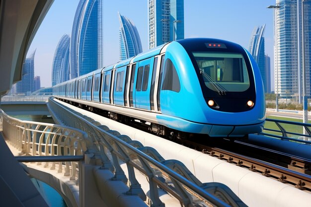 Ferrovia do metrô de Dubai Emirados Árabes Unidos