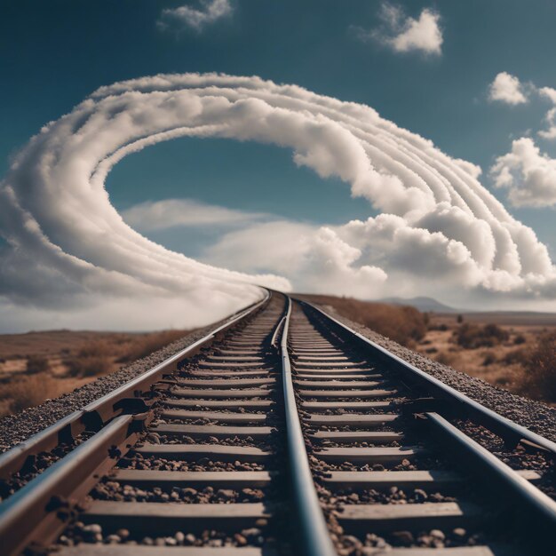 Foto ferrovia para as nuvens em tempo real