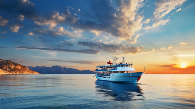 Ferry de regreso al puerto de Zakynthos con un espectacular cielo griego