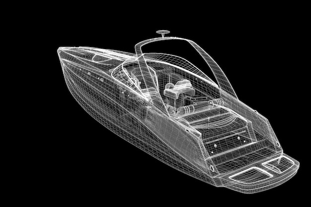 Ferryboat Cargo Estructura del cuerpo del modelo 3D, modelo de alambre