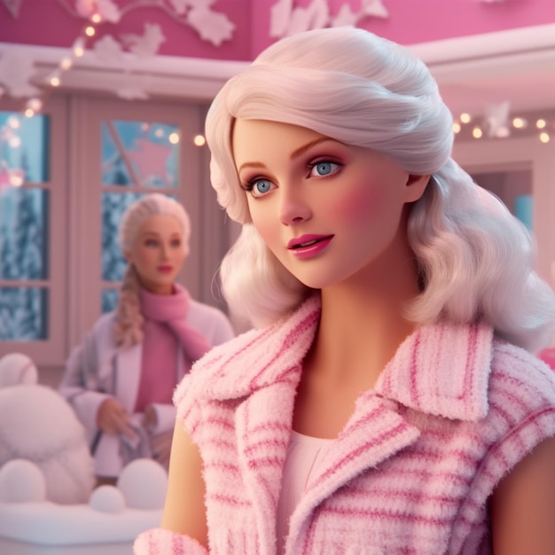 fesselnde Barbie-Illustration in einem Winter-Wunderland