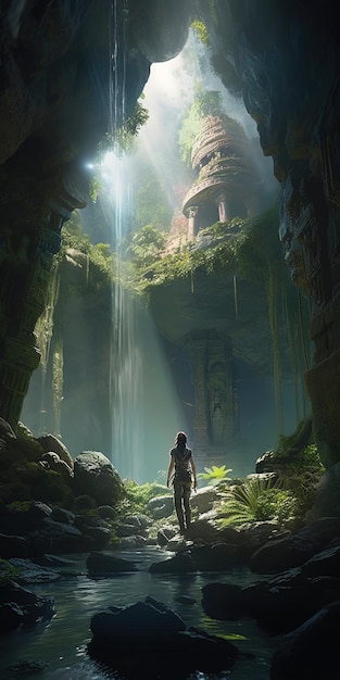 Fesselnde Lara Croft Ein wunderschönes Foto