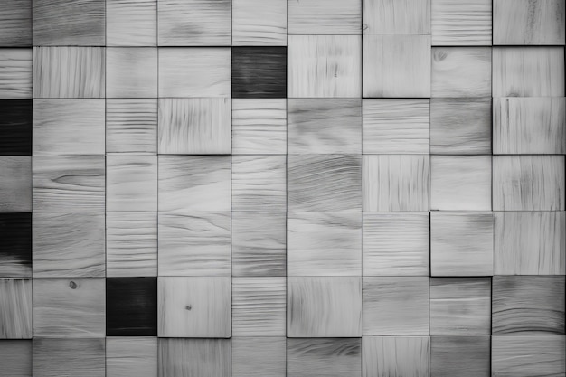 Fesselnde monochrome Holzstruktur, nahtlose quadratische Muster als markanter Hintergrund, außergewöhnlich 3