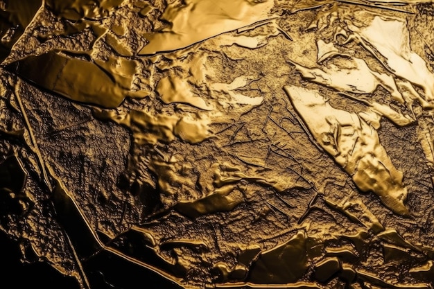 Fesselnde Nahaufnahme von Goldfolie aus der Vogelperspektive. Generative KI