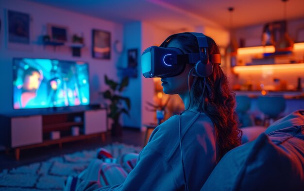 Foto fesselndes vr-gaming-erlebnis zu hause